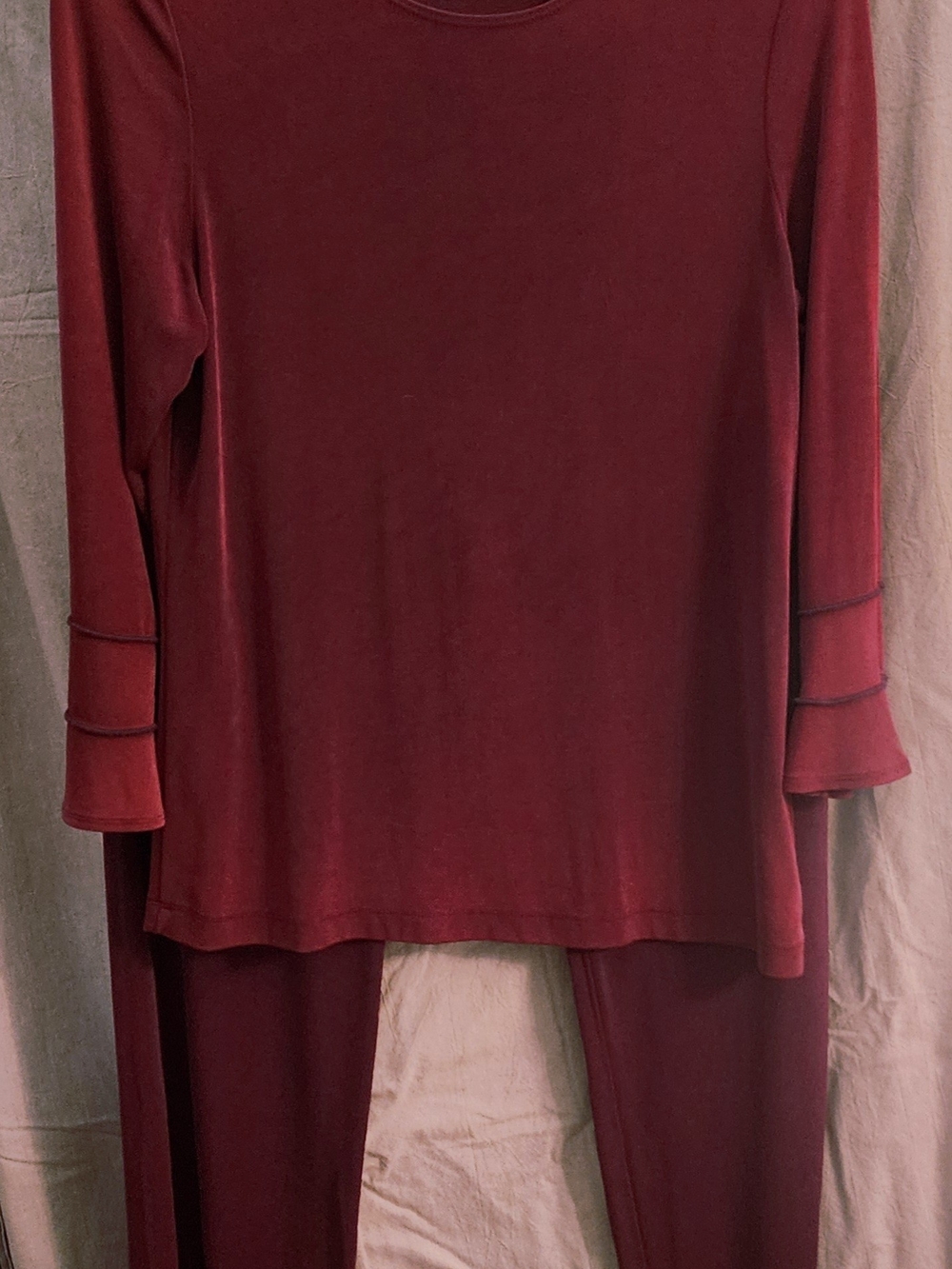 Women's Burgundy Lounge Track Pants & Top Set
